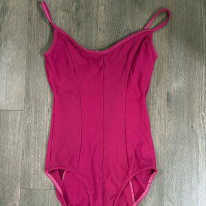 Mirella Magenta Ribbed One-Piece Leotard- Size M